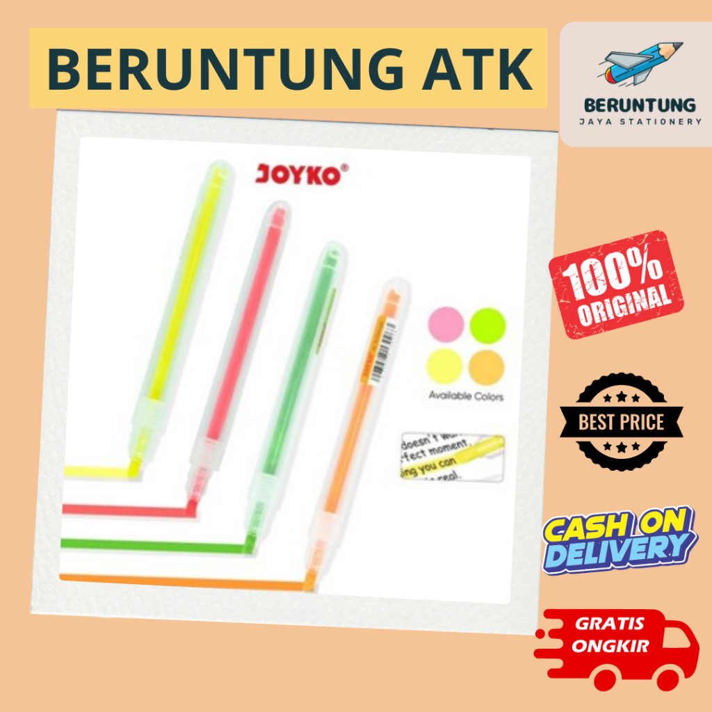 

Highlighter Penanda Berwarna Joyko Hl-7X Dengan Warna Warna Yang Menarik