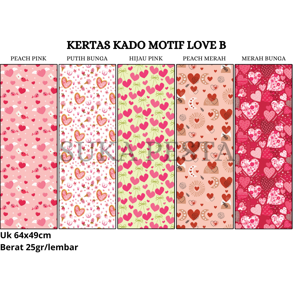 

[ECER] KERTAS KADO MOTIF LOVE / GIFT WRAPPING PAPER