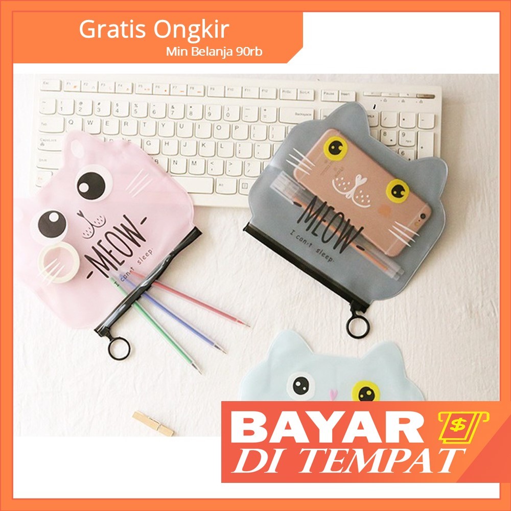 

Tempat Pensil Transparan Lucu Badut dan Kucing / Tempat Kosmetik Tranparan Travel