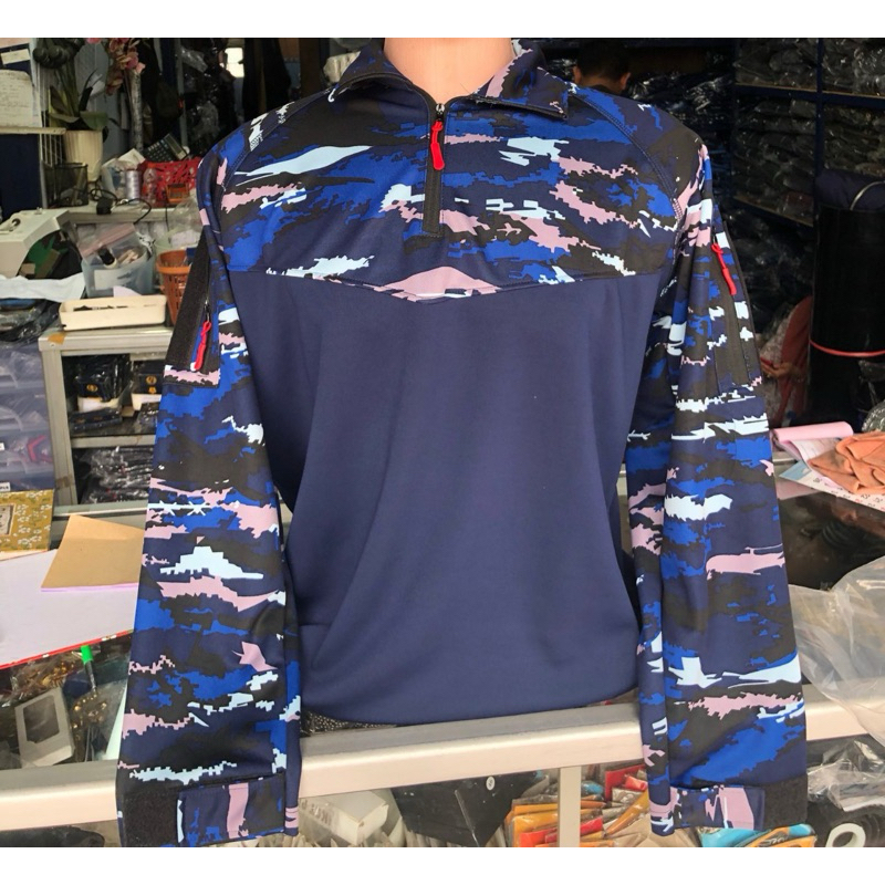 KAOS BDU SCUBA SBP LENGAN PANJANG/ LORENG BIRU TNI AU