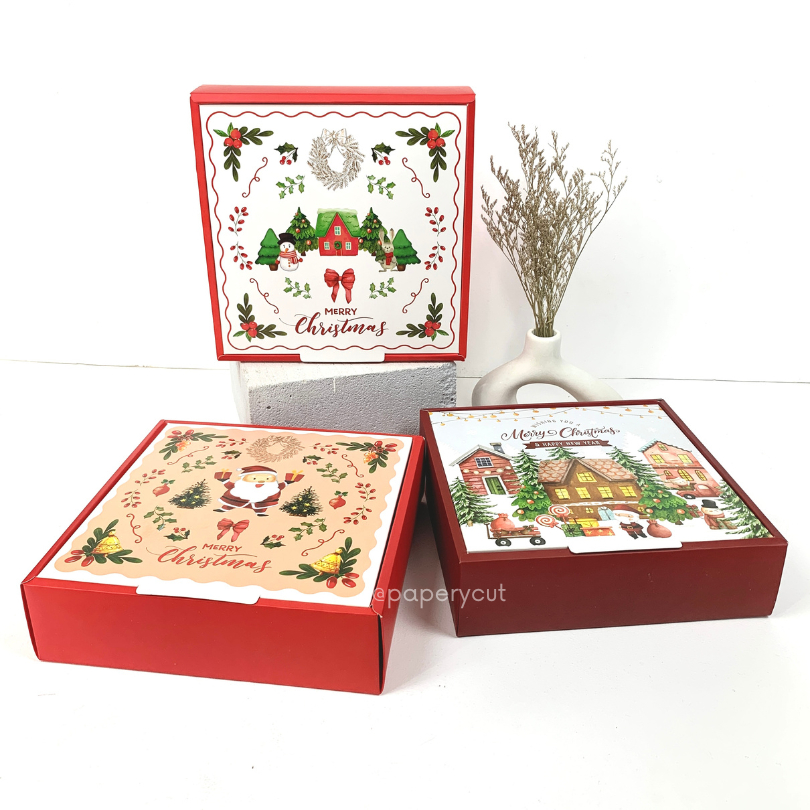 

Box Kotak Packaging Hampers Kue Cookies Natal 22 x 22 x 6.5cm - 2 Wall