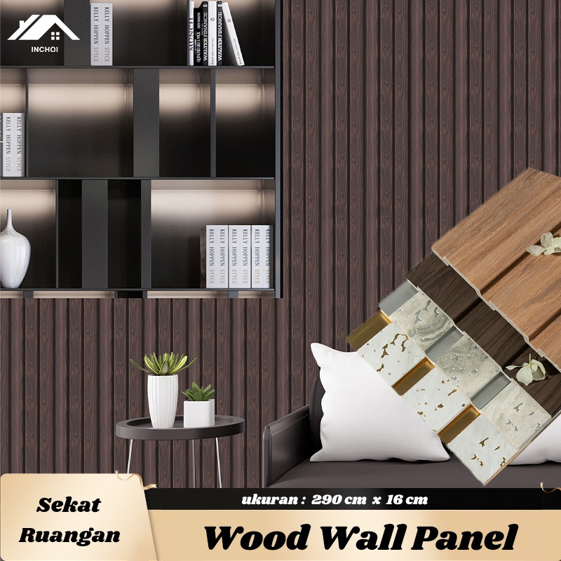 Panel Dinding 3D Motif Kayu - Panel Kayu WPC/PVC Berkualitas Tinggi | 2.9M x 15CM | Efek Kayu Asli, 