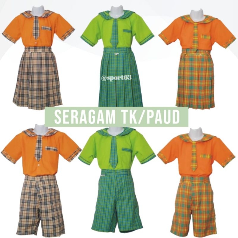 Seragam anak TK/paud/Satu set seragam anak paud/TK/Stelan anak Tk/Paud/Seragam sekolah anak paud/Ser