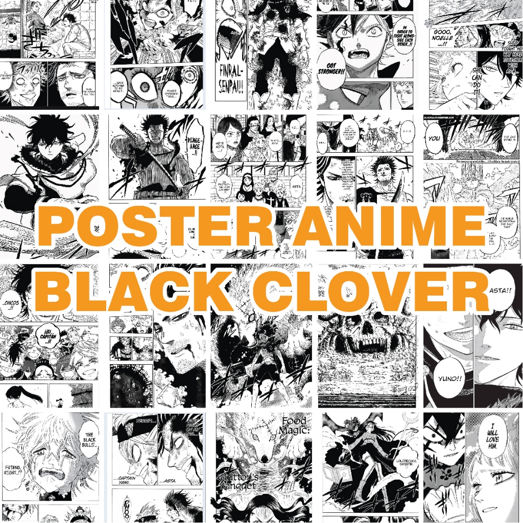 PRINT CETAK 100 LEMBAR  HIASAN DINDING MANGA RANDOM POSTER ANIME BLACK CLOVER