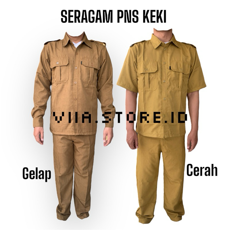 SERAGAM PNS KHAKI LENGAN PENDEK PEMDA-PEMKOT / KEMEJA PNS / CELANA PNS