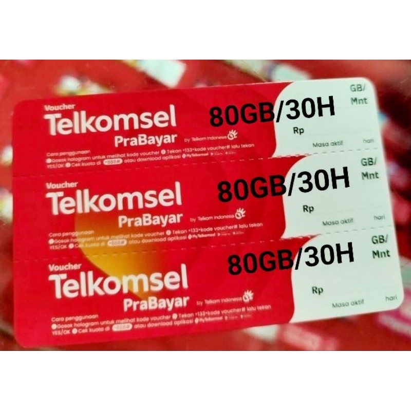 VOUCHER TELKOMSEL HOT PROMO SUMATRA 80GB/30 HARI