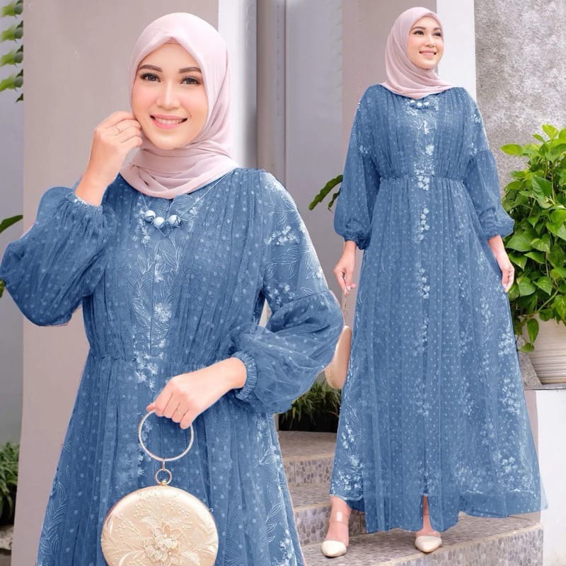 MAXI JAHWARA (M,L,XL,XXL,ANAK 3-5THN)NEW GAMIS TILE MUTIARA/GAMIS PESTA IBU ANAK/GAMIS KEKINIAN