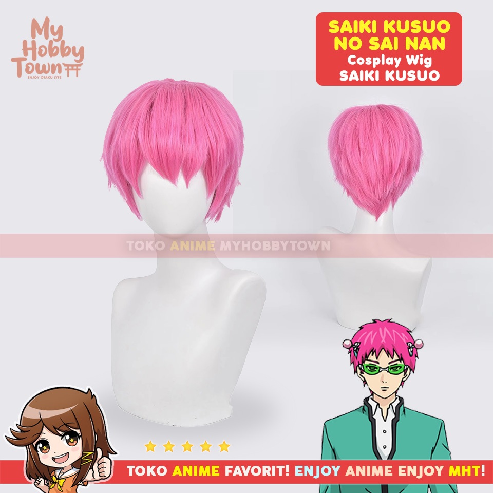 Wig Cosplay Anime The Disastrous Life of Saiki K. - Saiki Kusuo Rambut Palsu Pink