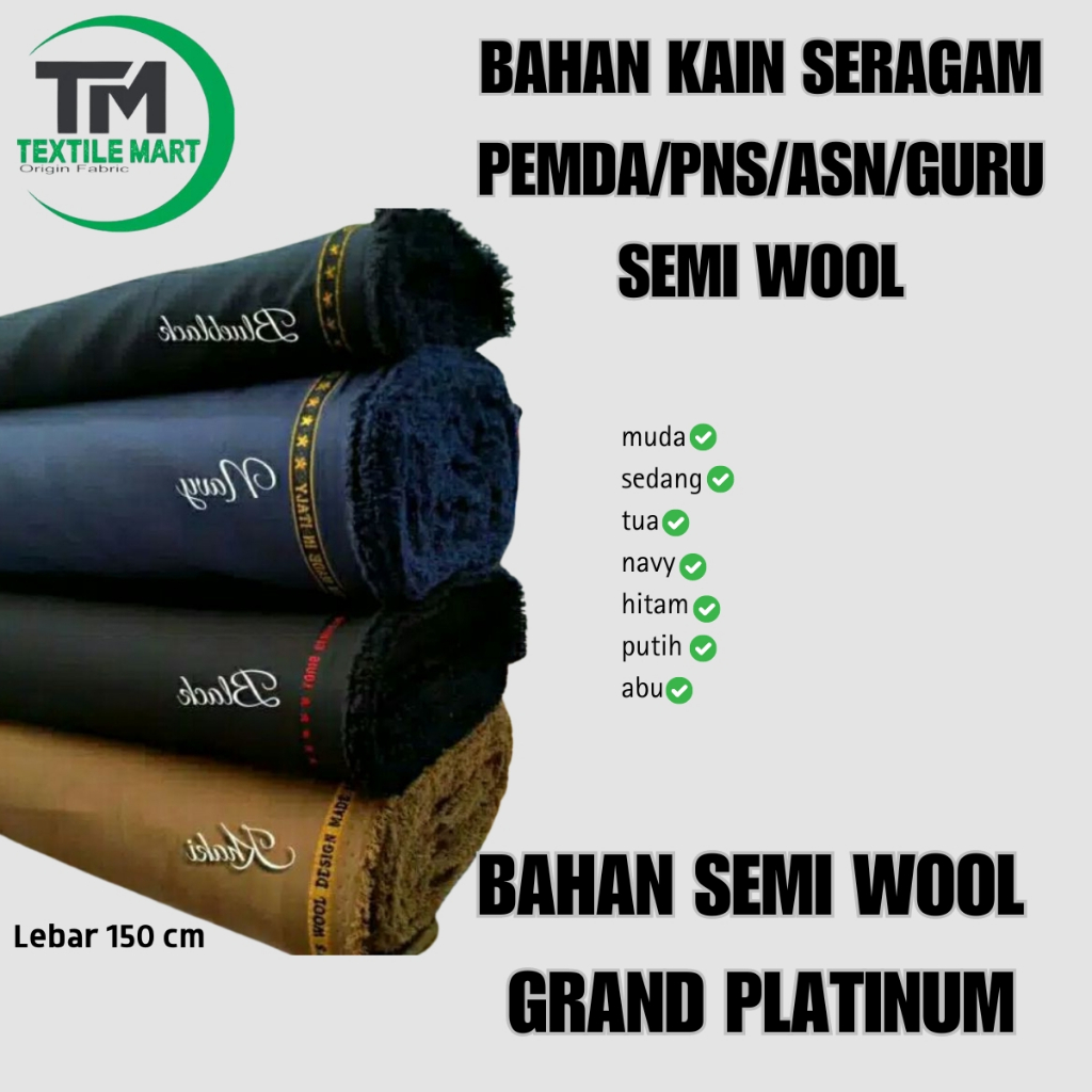 Bahan Semi Wool Grand Platinum Kemeja / Celana / Blazer Pemda Satpol PP Jaksa