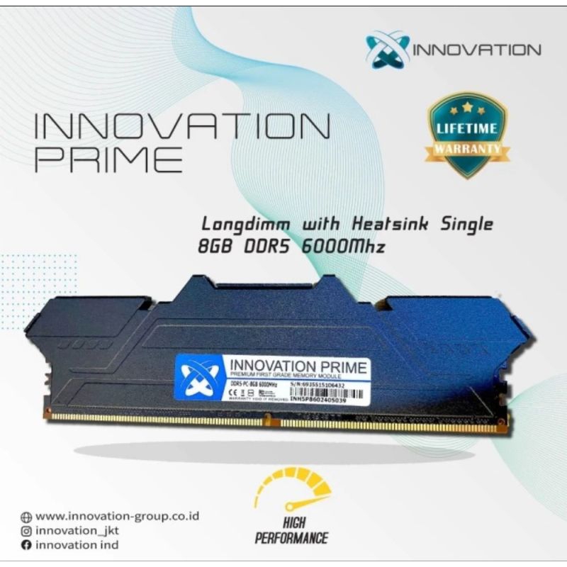 MEMORY PC GAMING RAM LONGDIM DDR5 8GB 6000MHZ / RAM INNOVATION  PRIME 8GB DDR5 6000MHZ GAMING HEADSI