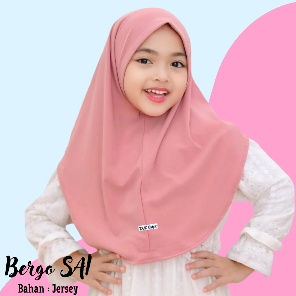 Jilbab Instan Bergo SAI Anak Jersey | Kerudung Malay Anak Bergo Jersey Terlaris Nyaman Lembut Halus