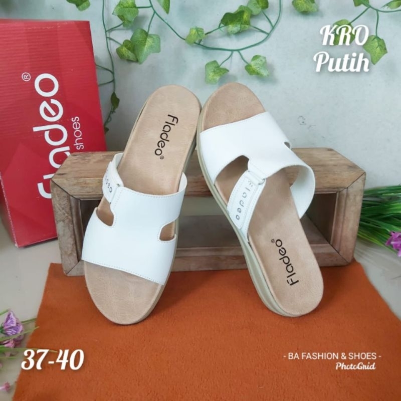 SANDAL SELOP WEDGES WANITA BAHAN SINTETIS MERK FLADEO SIZE 37-40