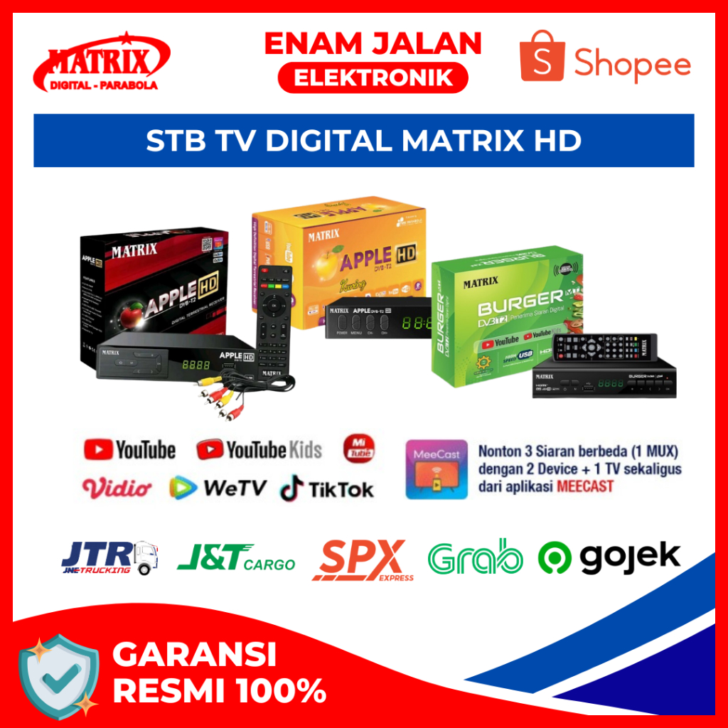 STB RECEIVER TV SET TOP BOX STB MATRIX STB Matrix Apple Merah HD TV Digital