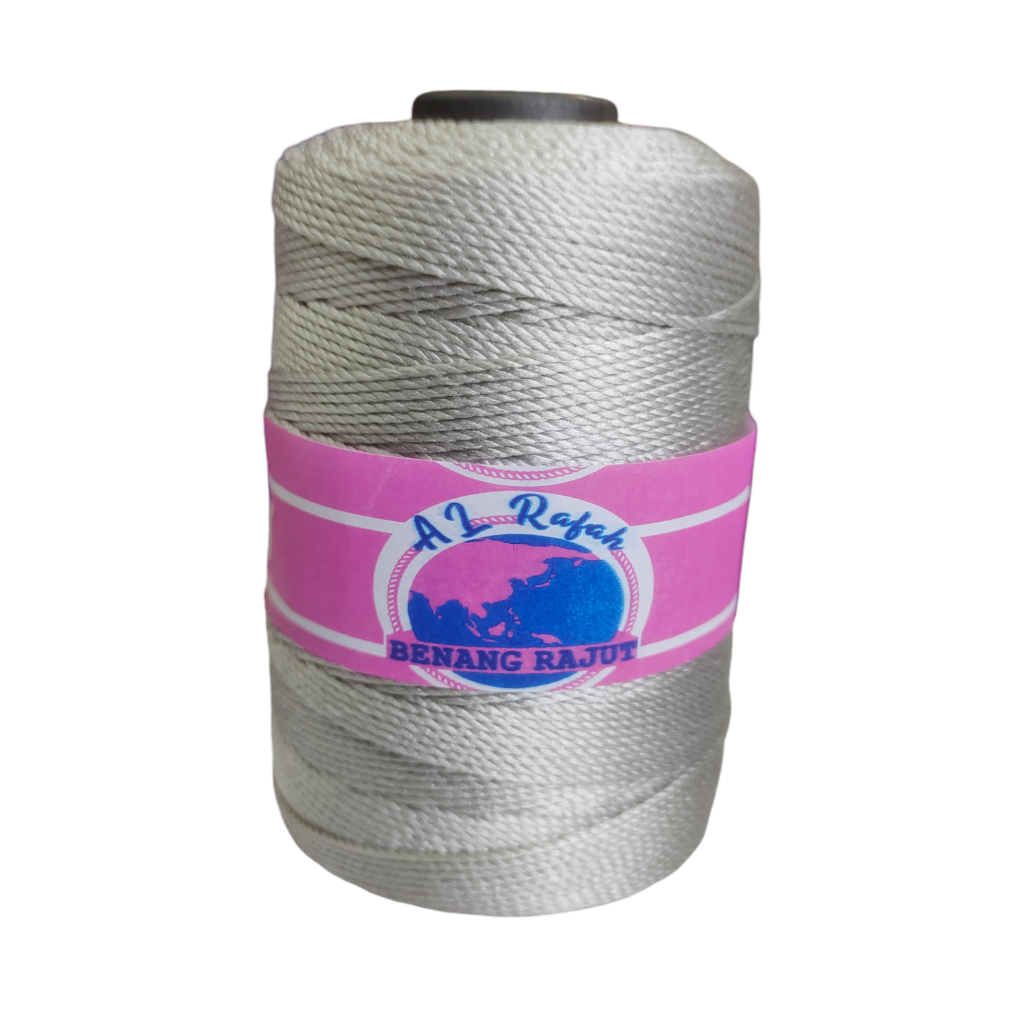 ALRAFAH -  Benang Rajut Poly Kilap 200gr silver / Polyester D27/Poly kilap 200gr silver
