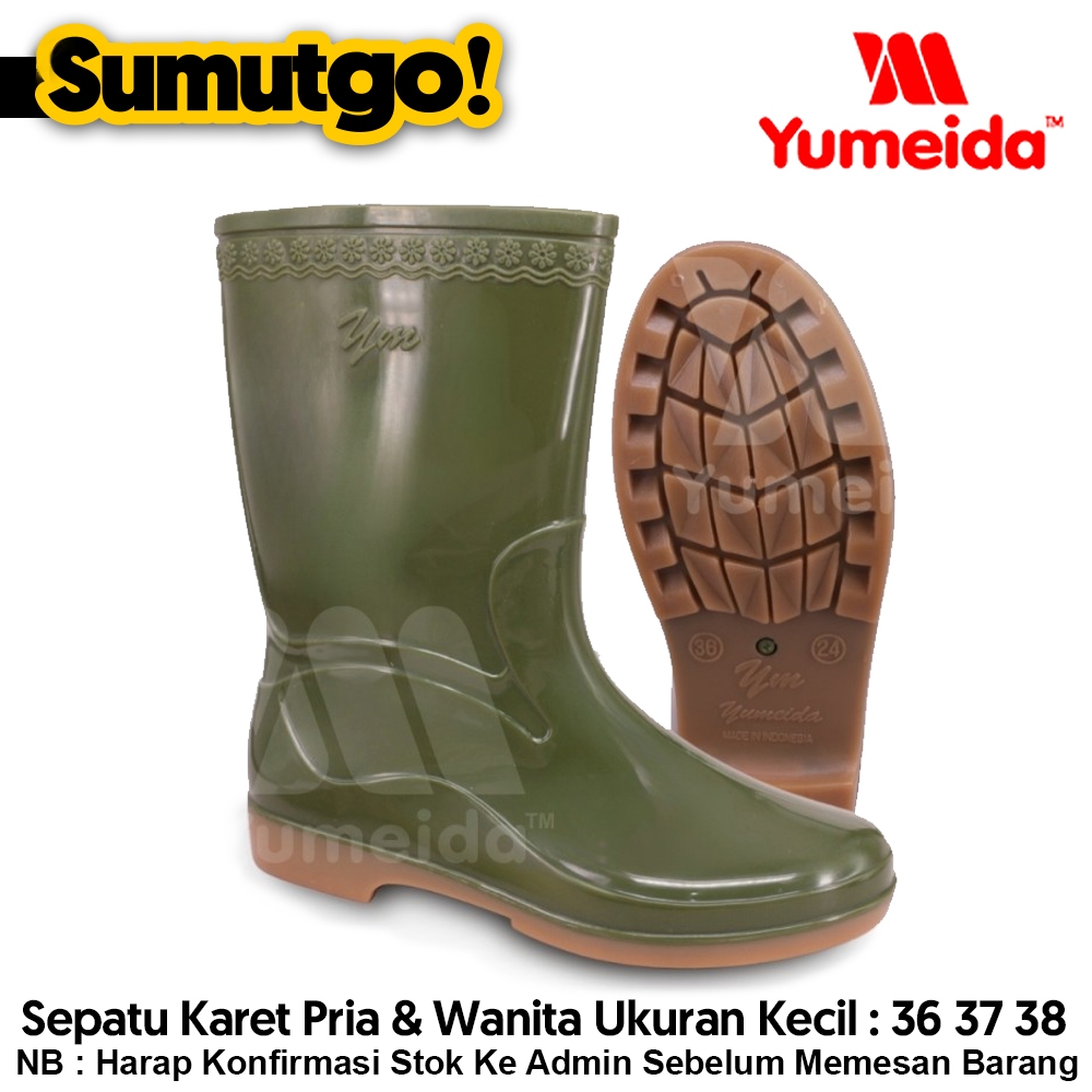 [ UKURAN KECIL 36 37 38 ] Sepatu Boot Karet Setengah Betis YUMEIDA YM2 warna Hijau / PVC Rubber Boot