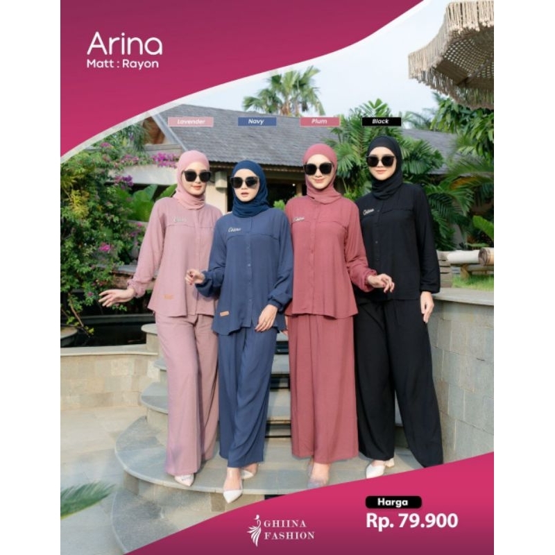 Arina One Set Rayon Premium Setelan Celana Wanita Ghina Fashion