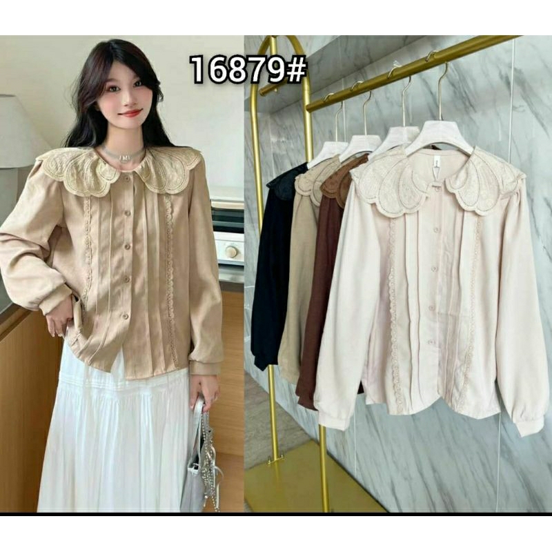 Top Import Renda kerah lebar corduray