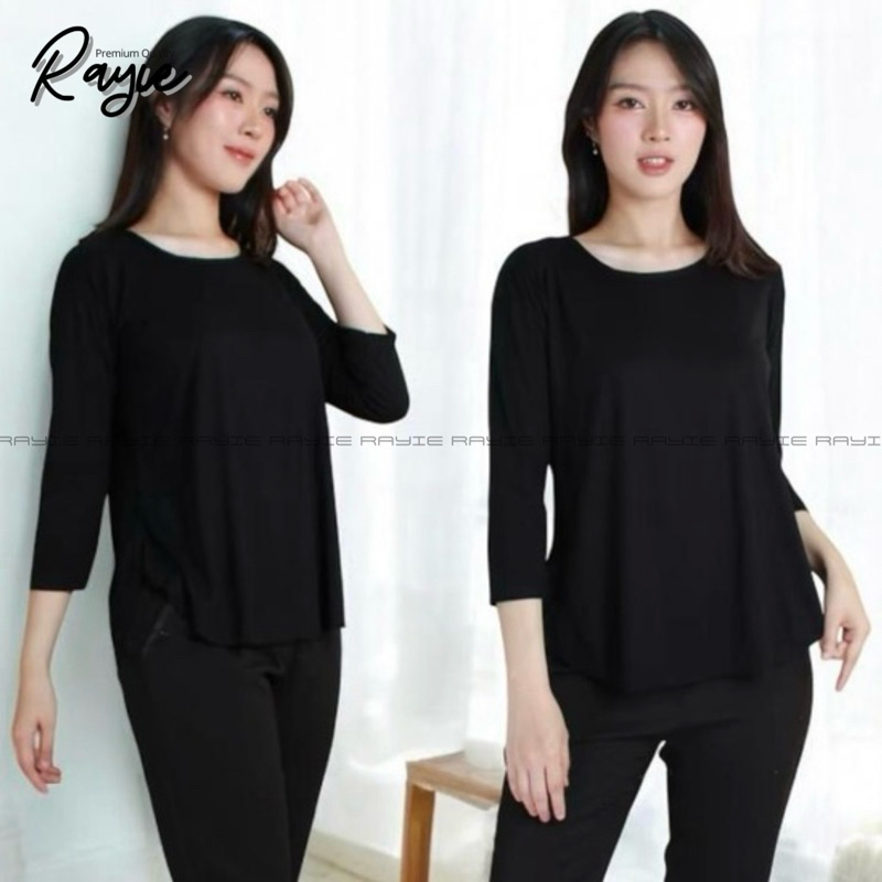 Kaos Oversize Lengan 7/8 Kaos Wanita Atasan Wanita