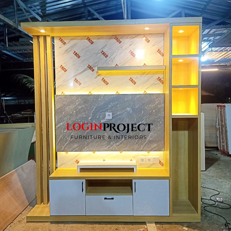 [KHUSUS PULAU JAWA, MADURA & BALI] Partisi - Backdrop TV 2 Muka - Sekat Ruangan - Backdrop TV dan Pa