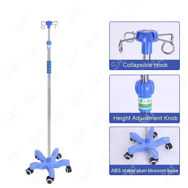 OneKlik - Tiang Infus Adjustable Abs 5 Roda Standar Infus Multifungsi Dapat Disesuaikan