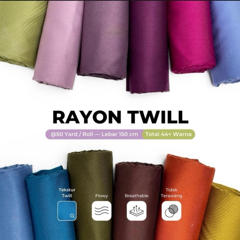 1 Rol Kain Rayon Twill 50 yard Kahatex