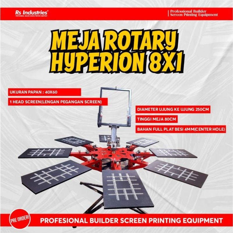 meja sablon rotary hyperion rotary 8x1