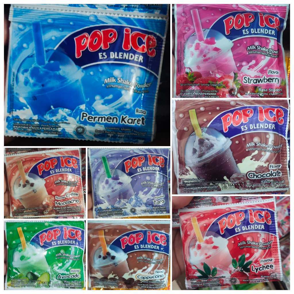 

POP ICE Aneka Rasa RENCENG ISI 10/ Minuman serbuk/Minuman enak