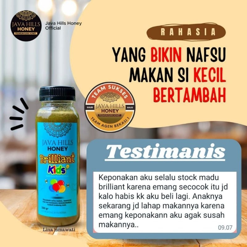 

Madu Anak Brilliant Kids Penambah Nafsu Makan 330Gr Java Hills Honey