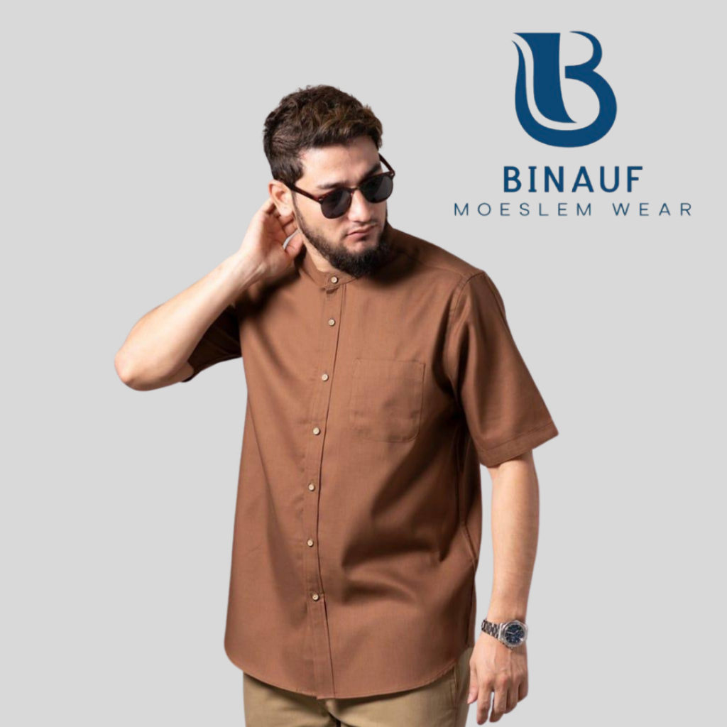 BINAUF - Baju Koko Pria Lengan Pendek Kemeja Koko Pria Lengan Pendek Premium Ori Hight Quality