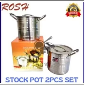 Stock Pot Rosh 2 Set Stainless Steel • Panci Rosh 2pcs