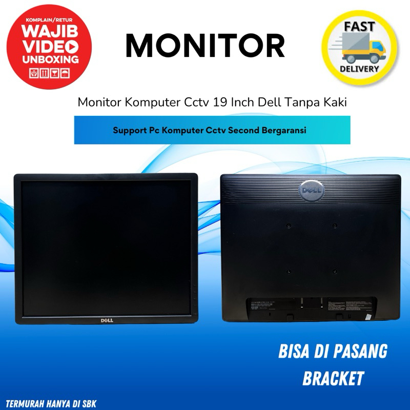 MONITOR PC KOMPUTER CCTV 19 INCH DELL LENOVO HP ASUS TANPA KAKI SECOND BERGARANSI