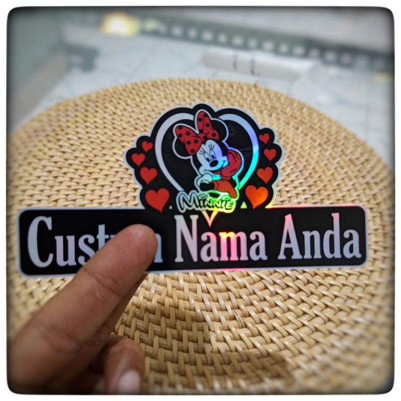 

sticker minymouse custum nama sendiri helogram