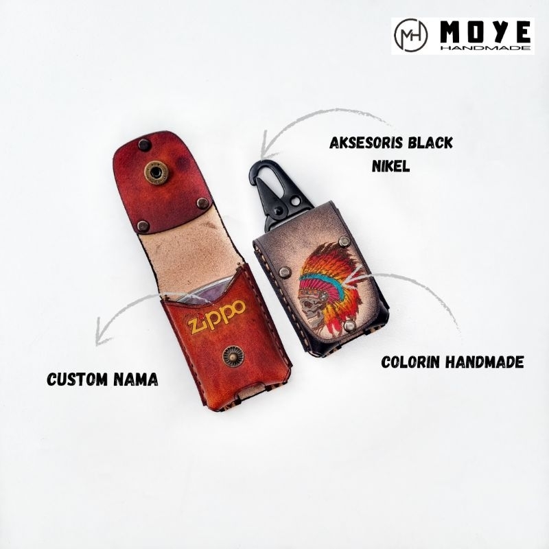 Sarung Kulit Zippo Grafir Indian