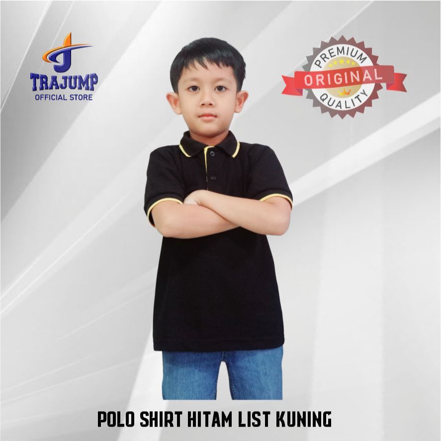 Polo Shirt Anak Hitam Lacoste CVC Pique 24s Premium Quality