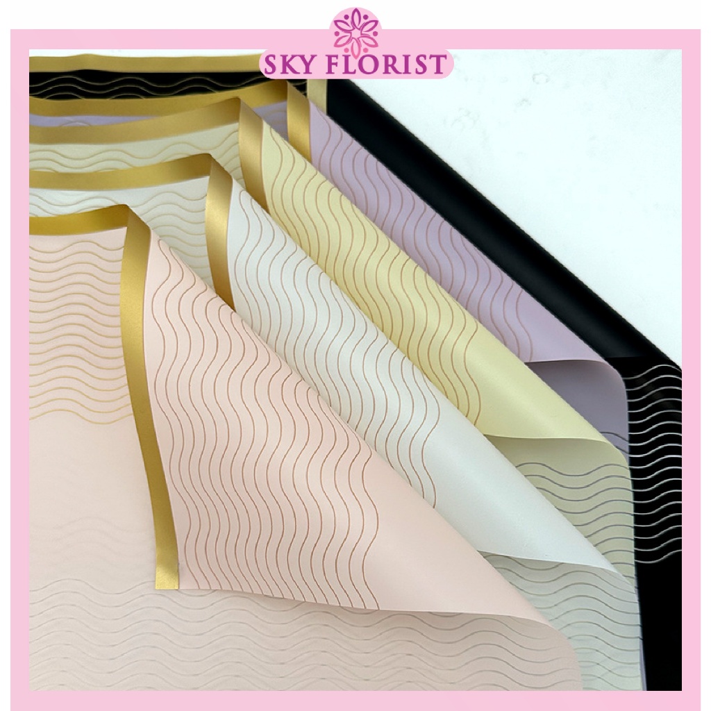 

20 Lembar Flower Wrapping Paper Varian List Gold Kertas Buket Bunga Cellophane Florist KB6188