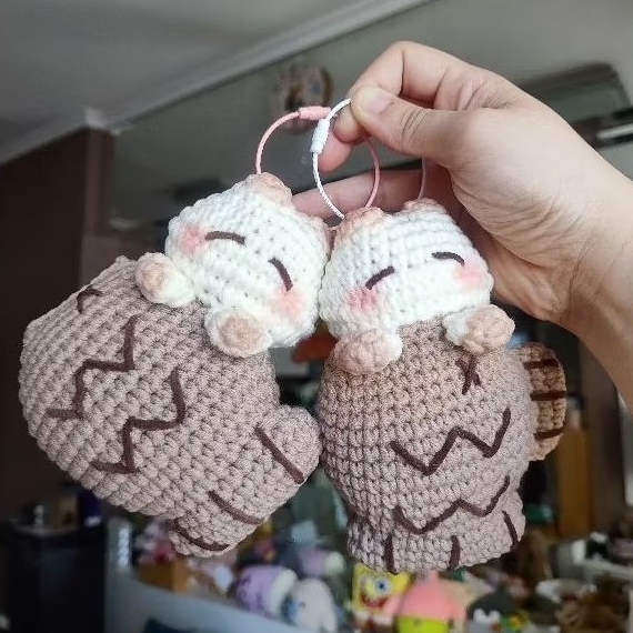 Taiyaki Cat Plushie / Rajutan Kucing / Amigurumi Taiyaki Cat