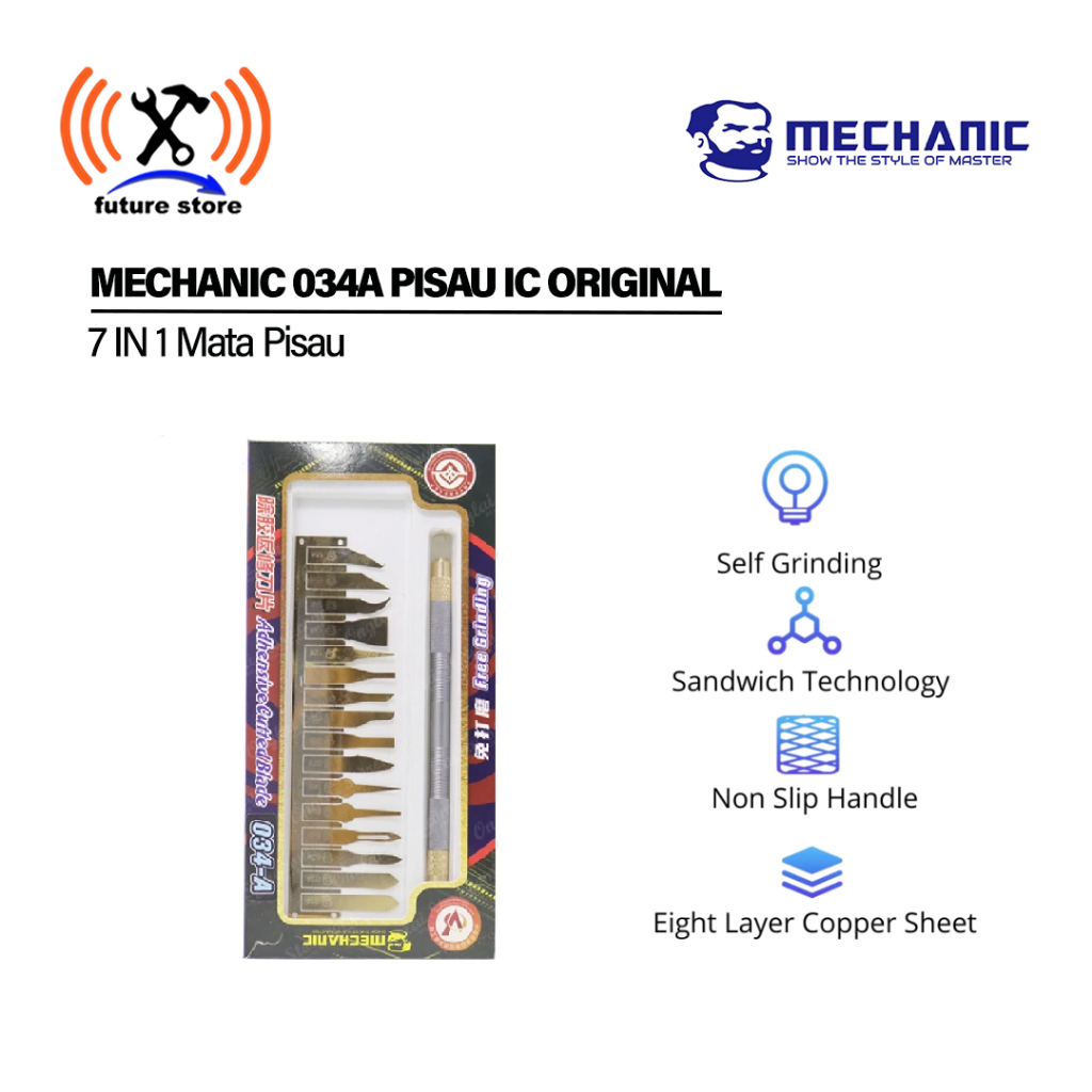 

MECHANIC 034A PISAU IC ORIGINAL CUTTER IC SERVICE / PISAU UKIR 17 IN 1 ORIGINAL - Pisau Merah Tidak Melukai Tangan Anda Pisau Multifungsi CPU IC Lem Baseband Pisau Pelepas