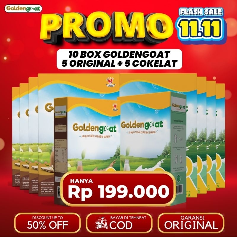 

PAKET PROMO 10 BOX GOLDENGOAT SUSU KAMBING ETAWA BUBUK ORIGINAL MURAH ATASI NYERI SENDI LUTUT TULANG ASAM URAT SESAK NAFAS ASMA PARU PARU BATUK MENAHUN