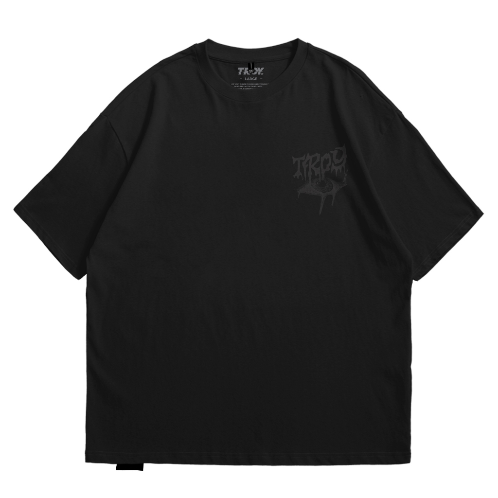 Troy Company Oversize Tshirt Black Three Eyes - Kaos Oversize Lengan Pendek Hitam OVD 2537