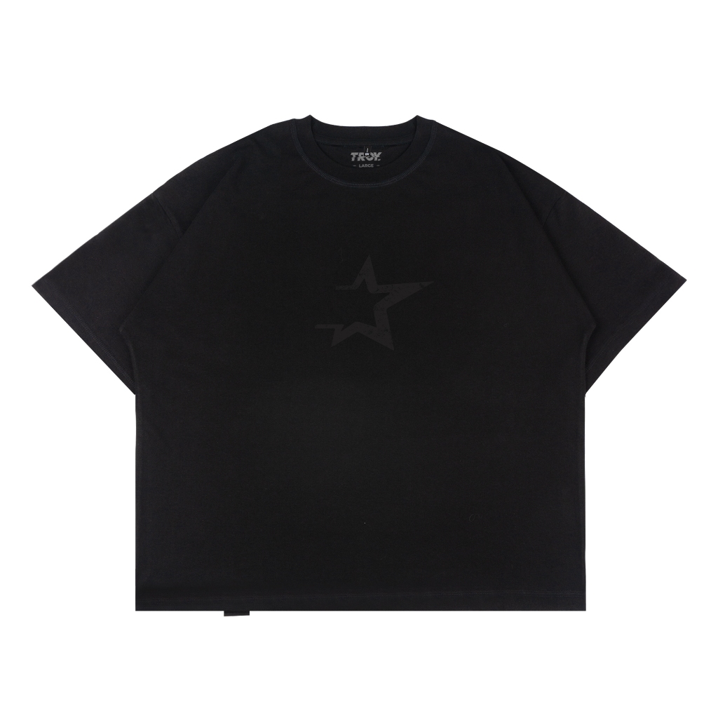 Troy Company Boxy Oversize Tshirt Black Star - Kaos Boxy Oversize Hitam Lengan Pendek MBD 2560