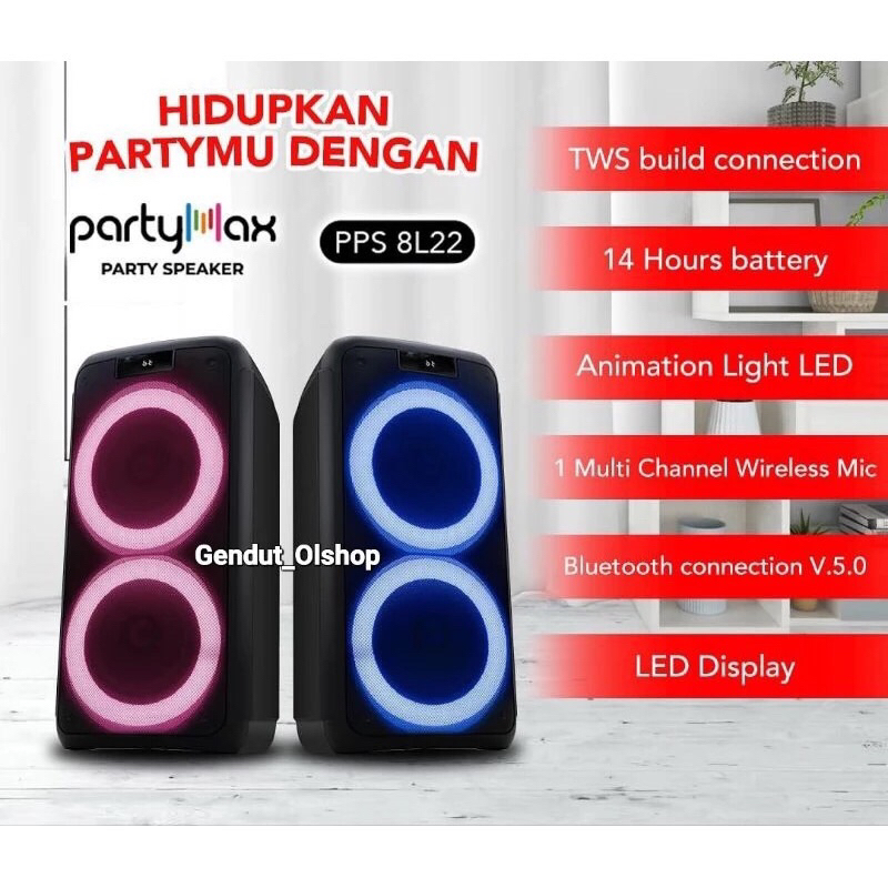 POLYTRON PARTY SPEAKER + MIC PPS-8L22 GARANSI RESMI POLYTRON