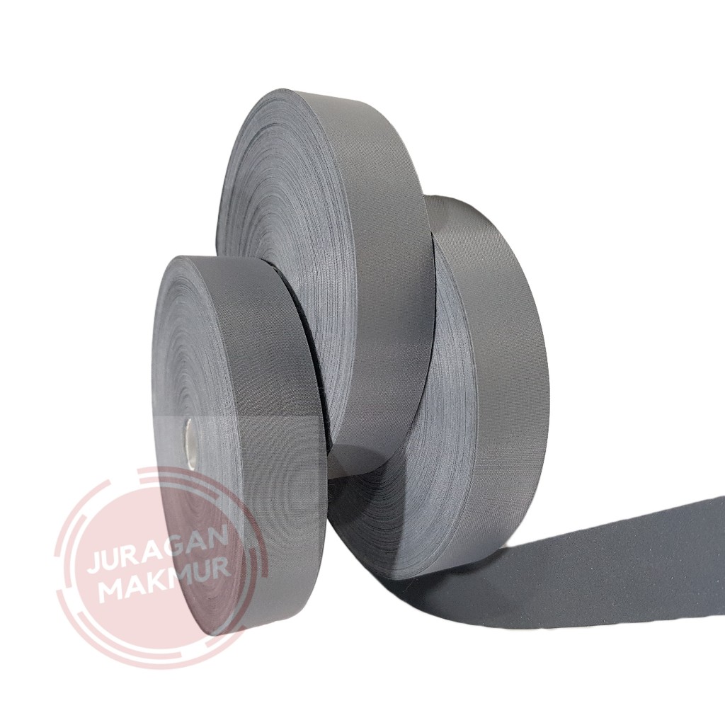 

[1 Roll] Pita Scotchlite Kain Abu Silver 3cm Grade A Isi 100 meter - Pita Reflektor Skotlet 1,25 in Scotchlight Murah