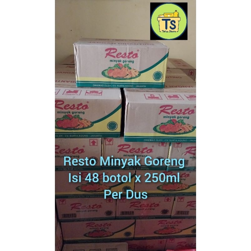 

resto minyak goreng kemasan botol 250ml per dus