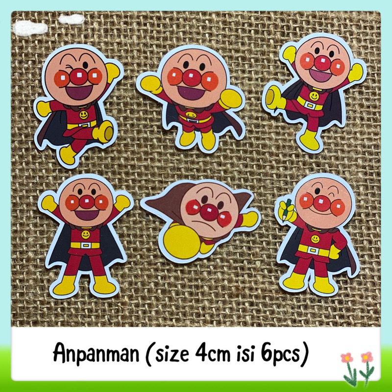 

6pcs sticker tempelan glossy anpanman