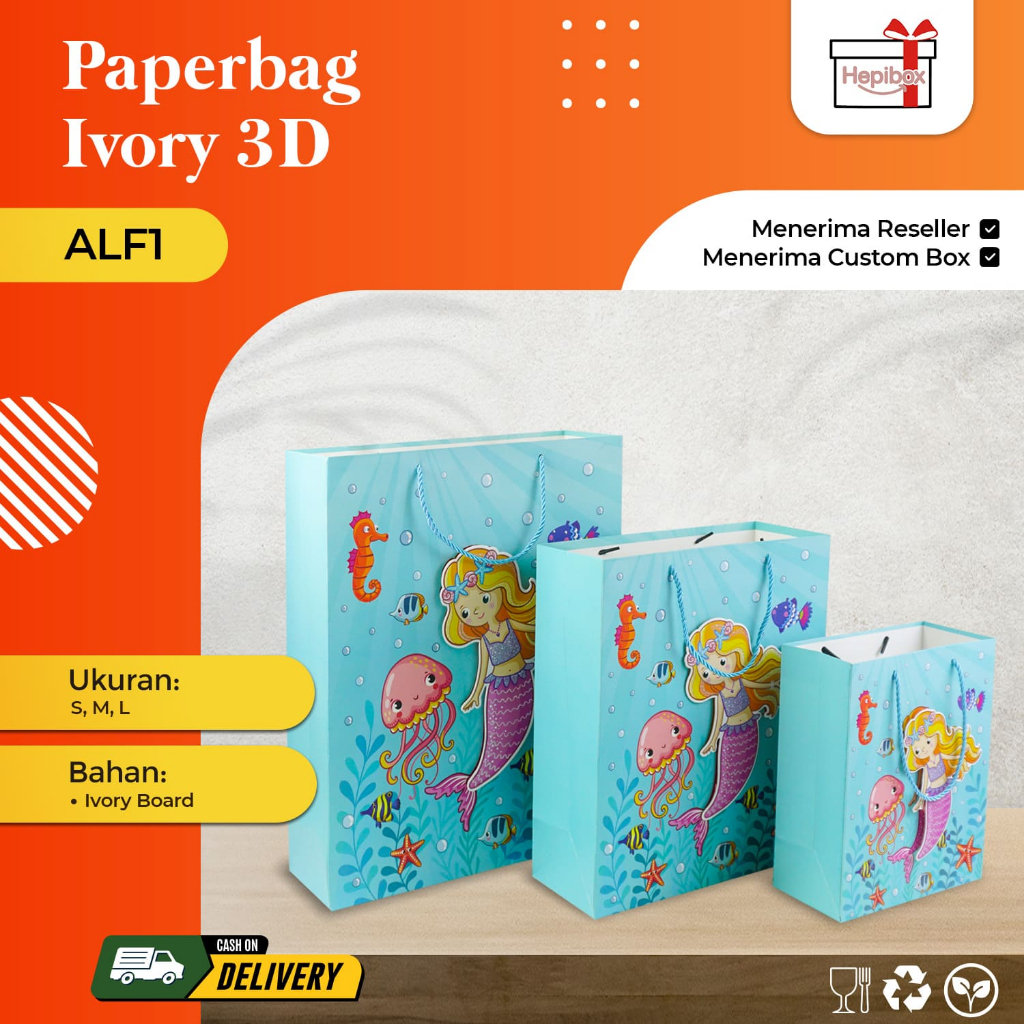 

Paperbag Motif 3D / Paper Bag Princess 3D / Tas Kado Souvenir Ulang Tahun