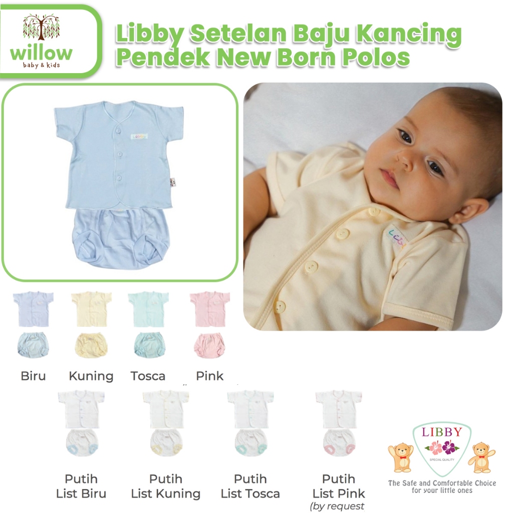 Setelan Bayi - Libby Setelan Baju Kancing Pendek New Born Polos