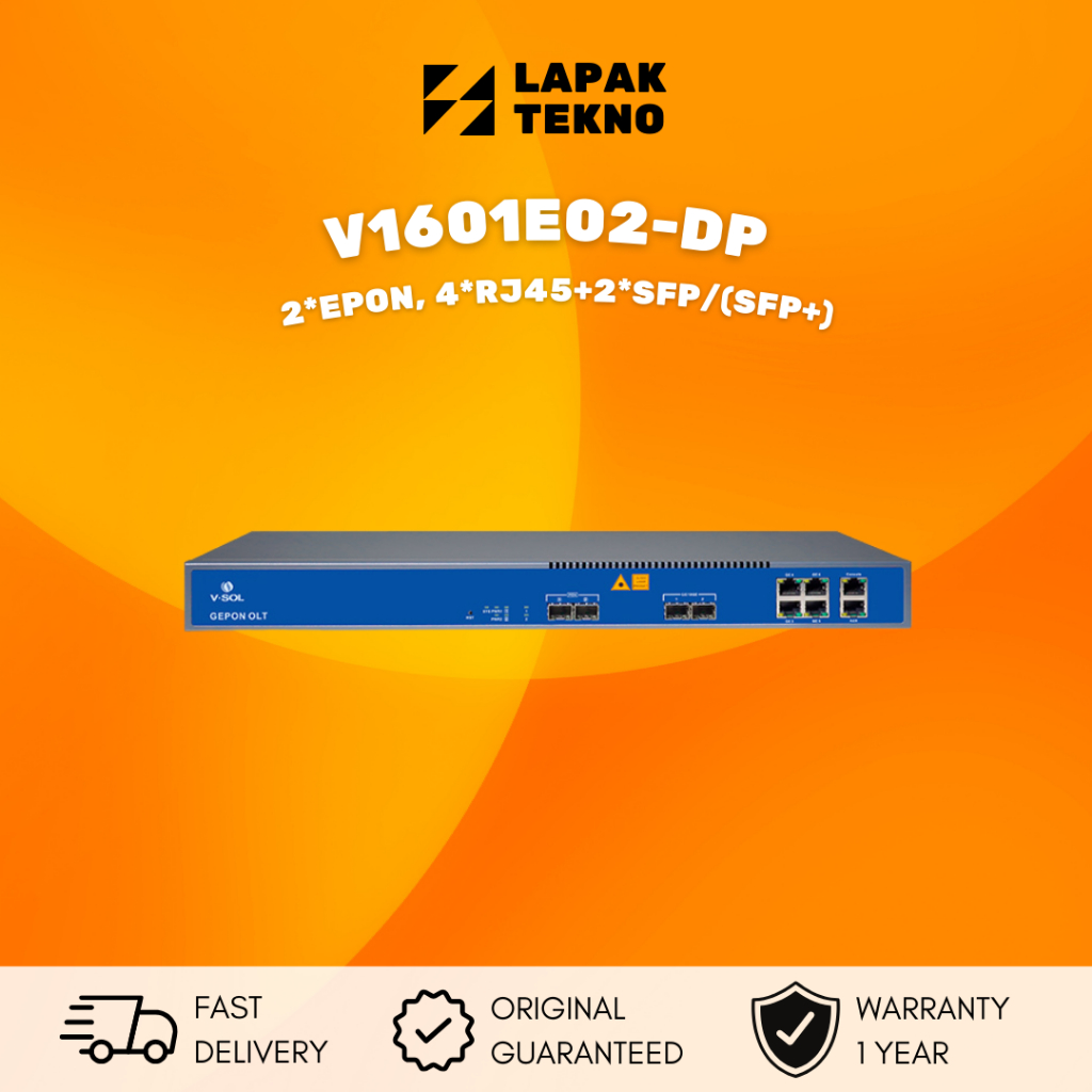 V-SOL V1601E02-DP 2 port EPON L3 OLT VSOL AC+DC DUAL POWER 128 User ONU UPLINK 4GE + 2 SFP / SFP+ 10
