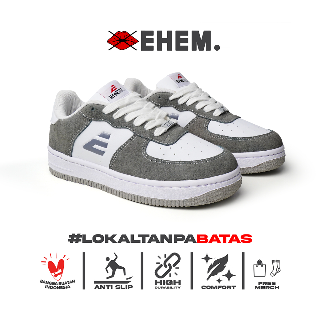 Ehem - Sepatu Sneakers Unisex Pria Wanita Eforce Grey