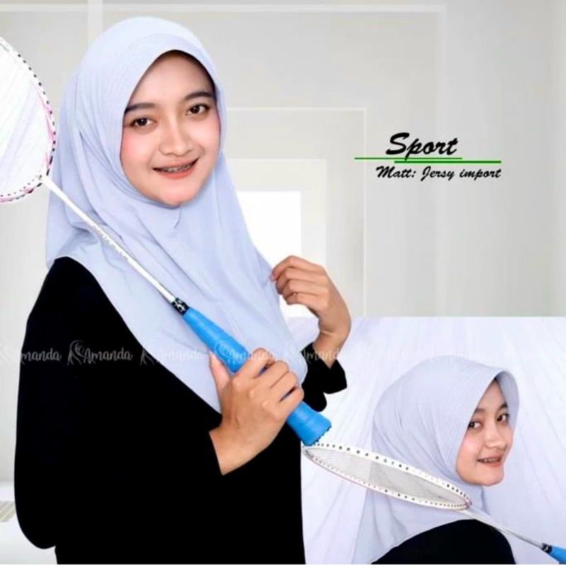 Hijab Kerudung Sport Warna Putih Bahan Jersey By Amanda hijab