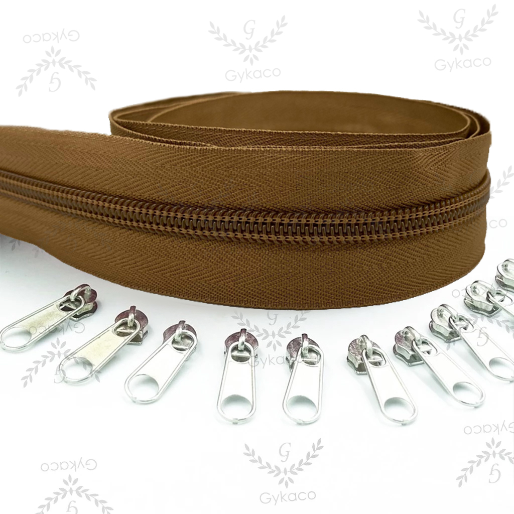 Accesories Tas Daun Resleting Nilon (2 Arah) PLASTIK VISLON No. 5 (290 Coklat) - Aksesoris (IMPORT)